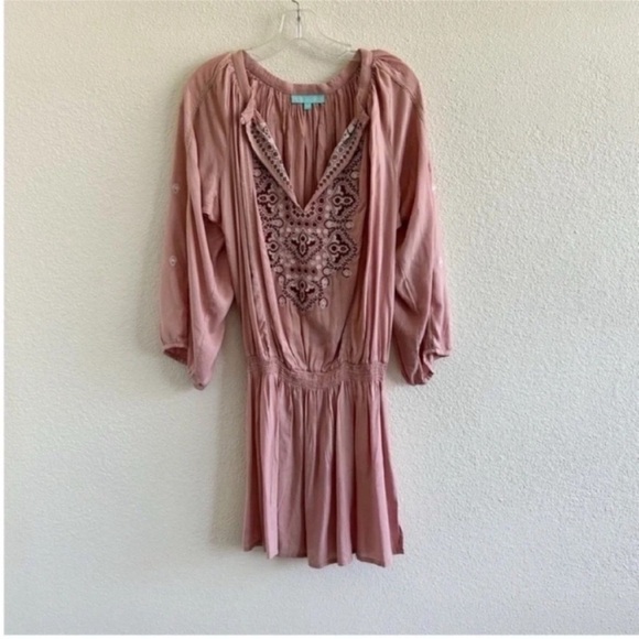 Melissa Odabash Nadja Embroidered Kaftan Mini Dress - Picture 3 of 6